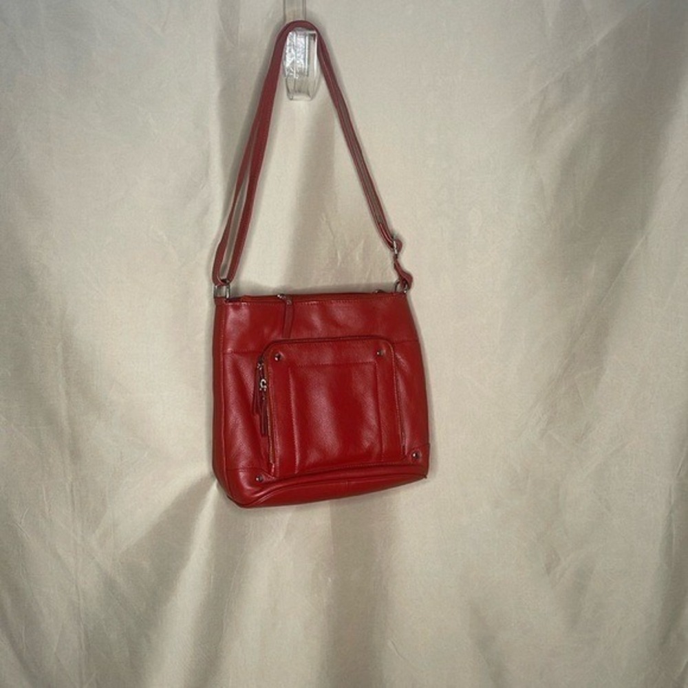 Great American Leather Works Red Crossbody Bag 4 zippered compartments